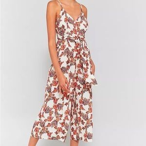 Free People Floral Jumpsuit in White and Red